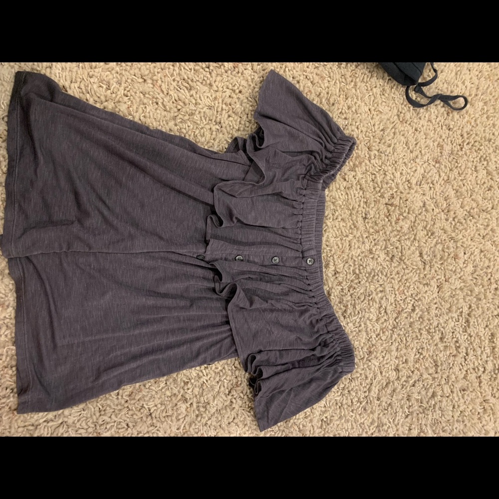 grey off the shoulder ruffle top